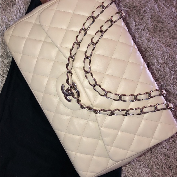 CHANEL Handbags - Chanel pearl white single flap classic bag